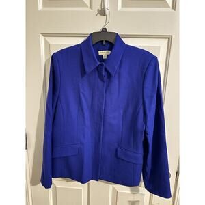 Amanda Smith 2pc New 100% Wool Skirt Suit Career Office Classic Blue Size 16